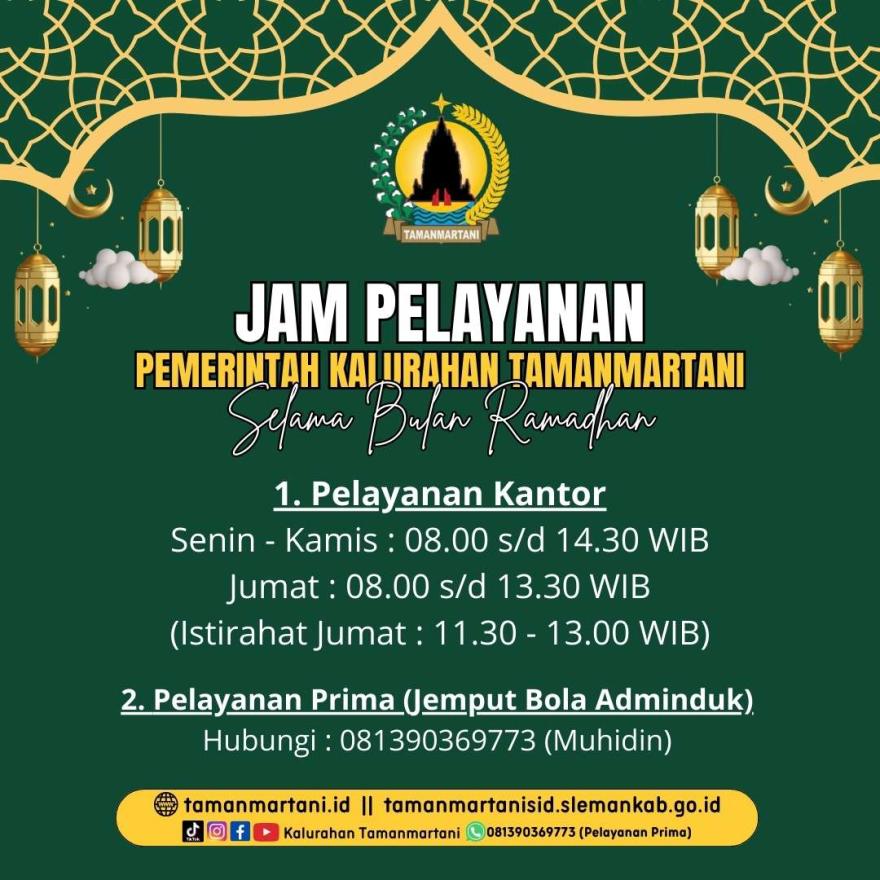 JAM PELAYANAN KALURAHAN TAMANMARTANI SELAMA BULAN RAMADHAN